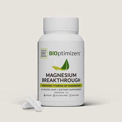 BIOptimizers Magnesium Breakthrough Supplement with 500mg - 7 Forms of Magnesium: Glycinate, Malate, Citrate, and More - Natural Support for Sleep and Cognitive Function -60 Capsules- Calming Vitamins