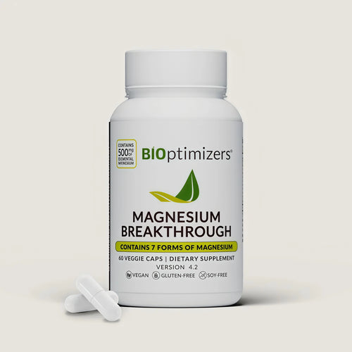 BIOptimizers Magnesium Breakthrough Supplement with 500mg - 7 Forms of Magnesium: Glycinate, Malate, Citrate, and More - Natural Support for Sleep and Cognitive Function -60 Capsules- Calming Vitamins