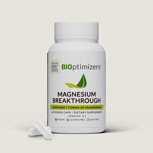 BIOptimizers Magnesium Breakthrough Supplement with 500mg - 7 Forms of Magnesium: Glycinate, Malate, Citrate, and More - Natural Support for Sleep and Cognitive Function -60 Capsules- Calming Vitamins